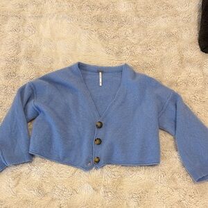 Free people cashmere Blue Button-Up Cardigan